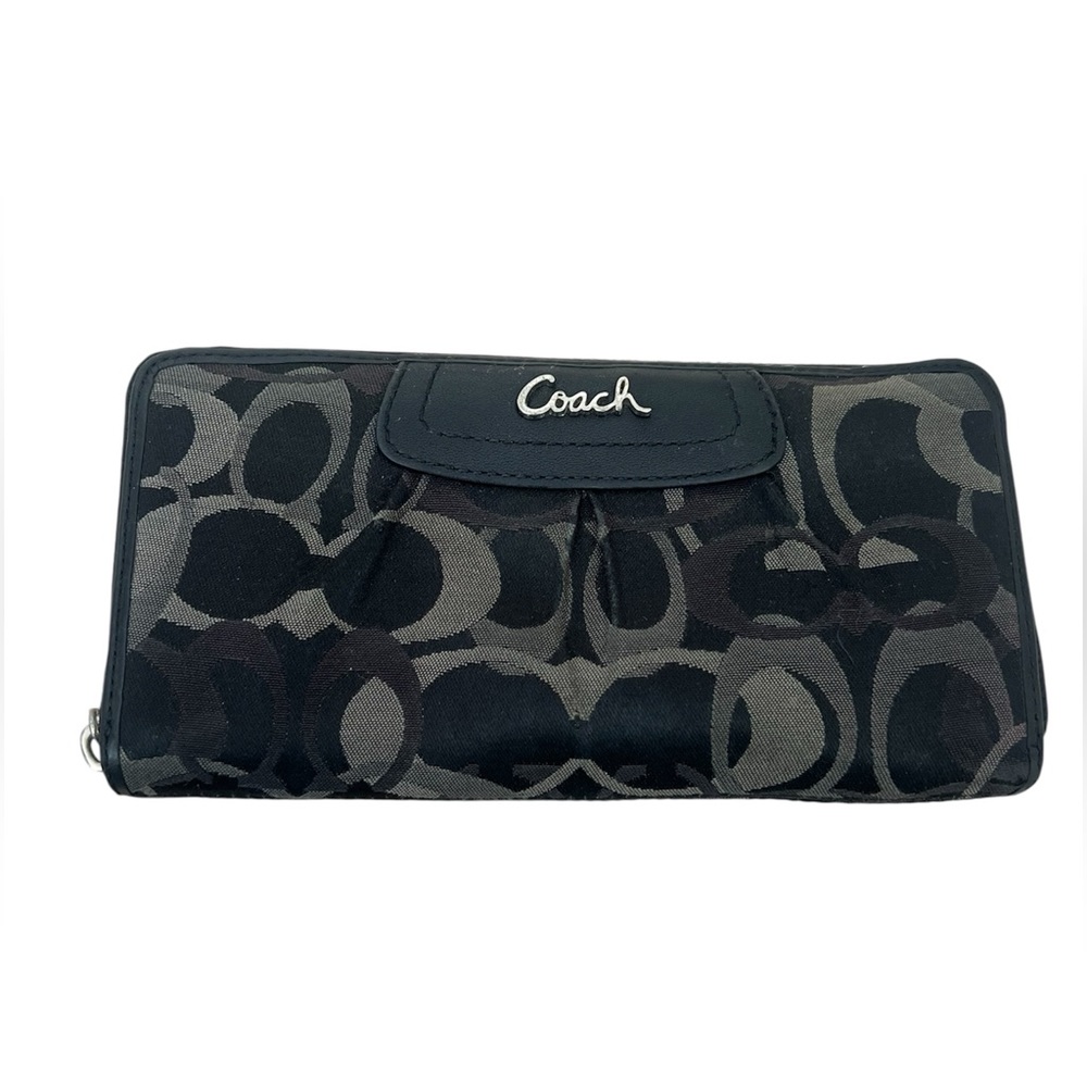 Vintage Coach Black and Gray Signature Wallet